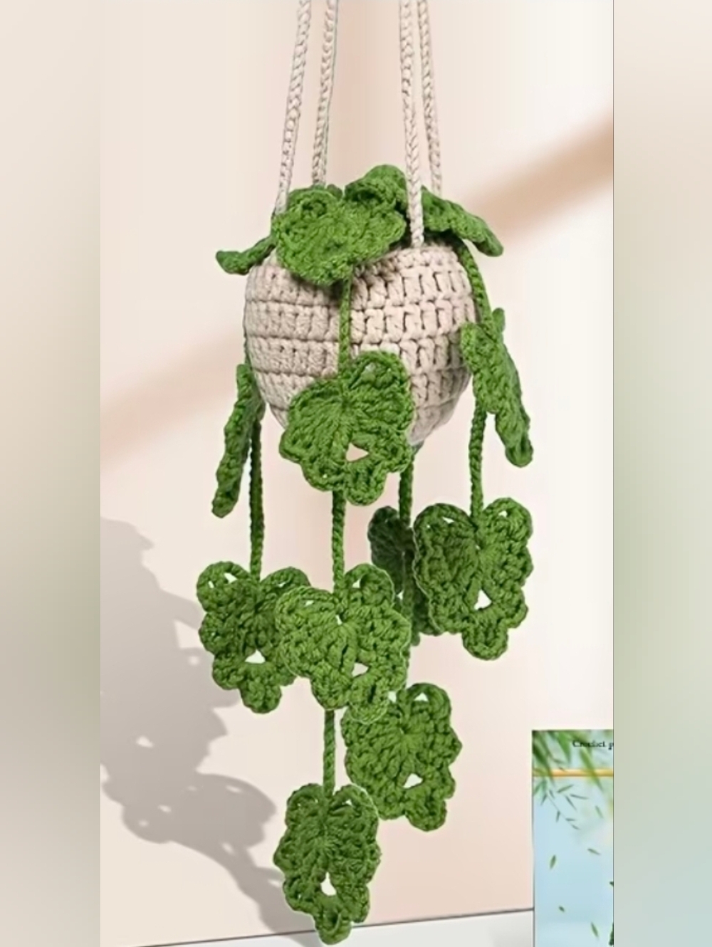 DIY Green Leaf Potted Plant Mirror Hanger Crochet For Beginners Kit New Sealed